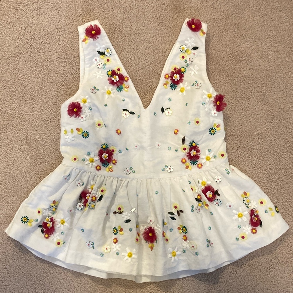 J. Crew Beaded Peplum Top